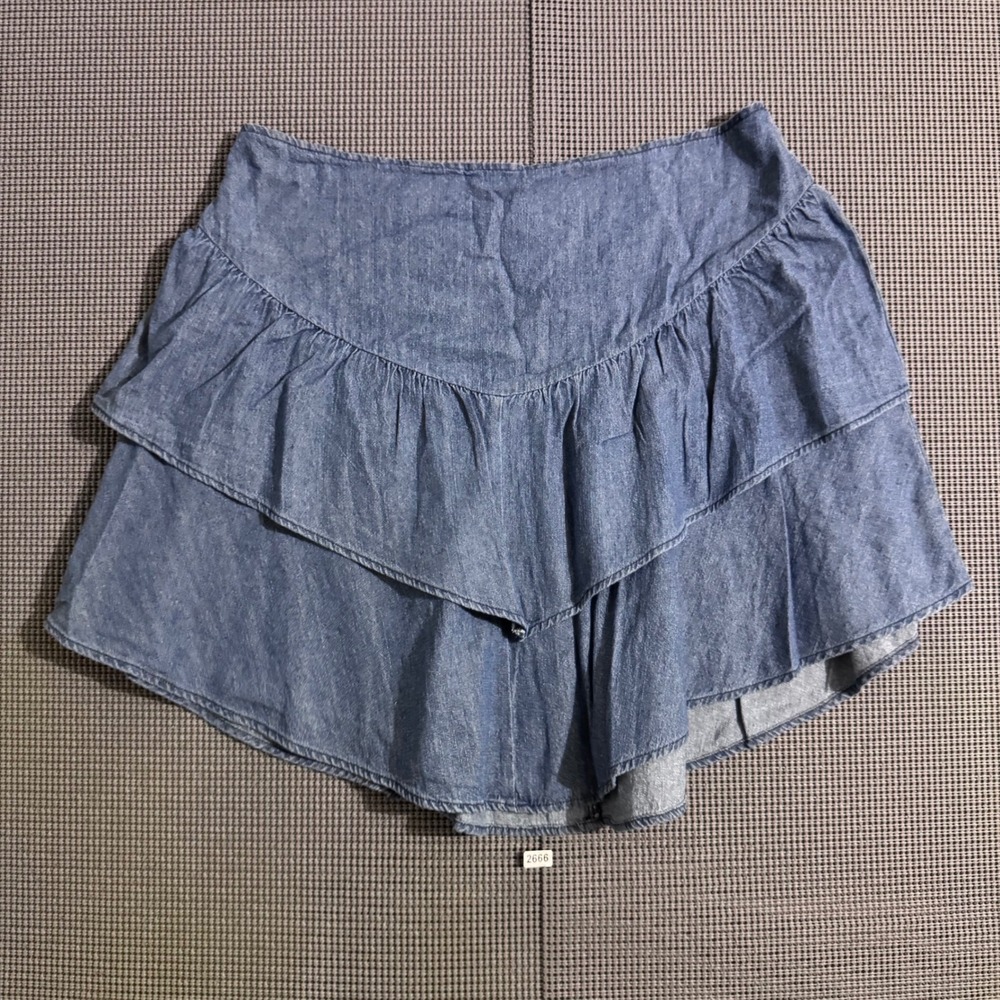 BCBGeneration Womens Blue Tiered Ruffle Mini Skirt Size M